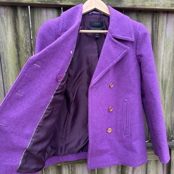 NWOT J Crew Wool Cashmere Double Breasted Majesty Peacoat Nello Gori Purple Sz 4 - Picture 7 of 10